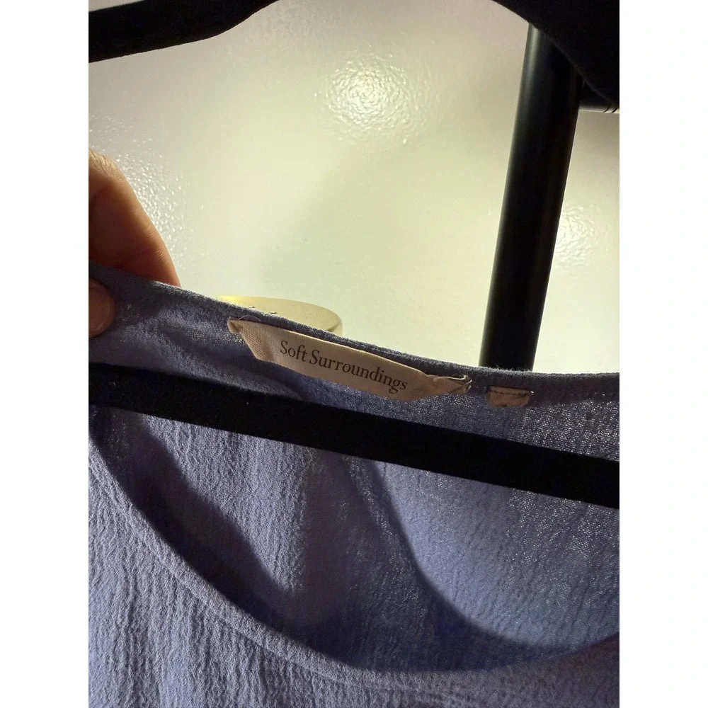 Soft Surroundings top periwinkle blue‎ layered vacation m/l oversized gauze euc